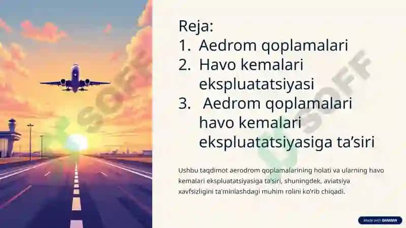 Aerodrom qoplamalari va havo kemalari ekspluatatsiyasi 2