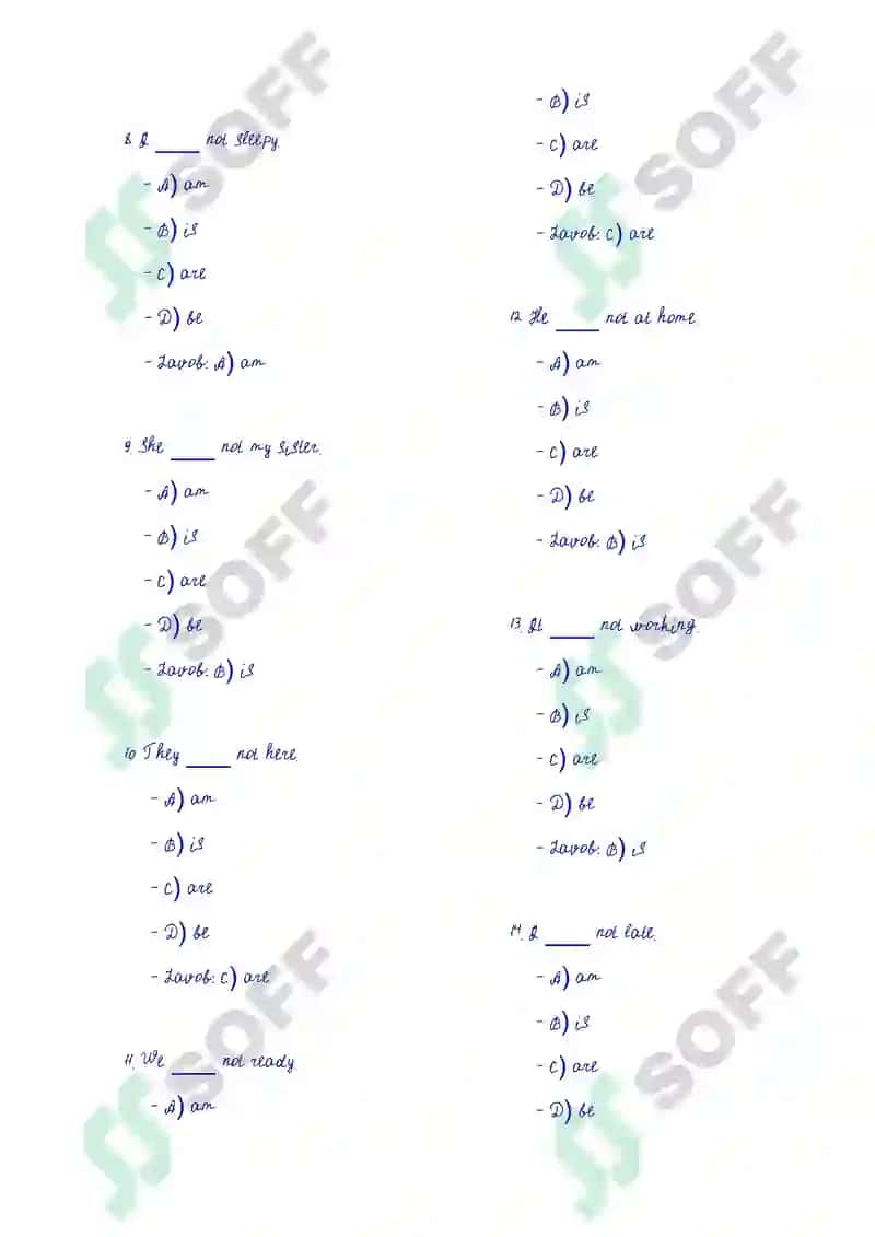 English Language Test Questions 2