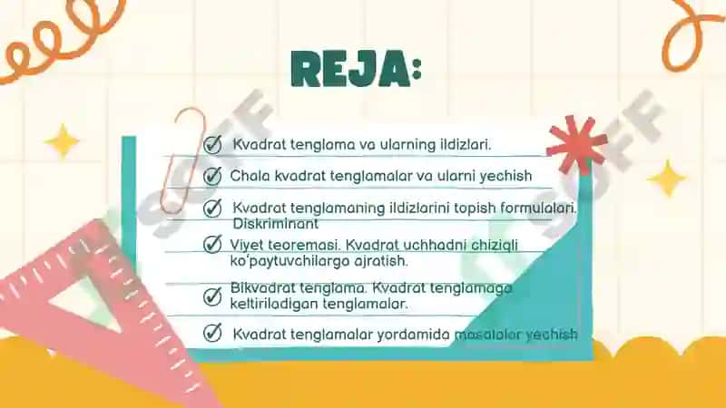 kvadrat tenglamalar. 2