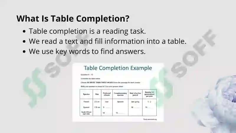 Table completion (reading techniques) 2