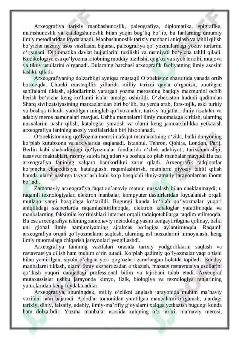 Arxeografiya va uning vazifalari 2
