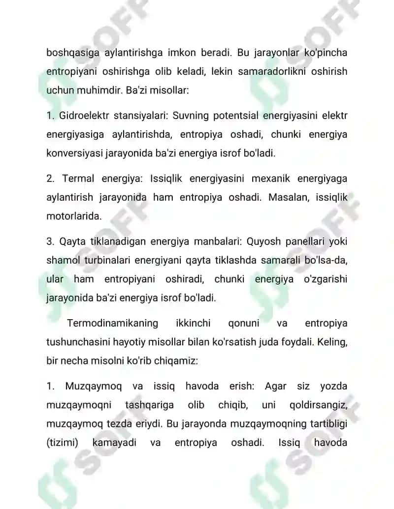 Termodinamikaning ikkinchi qonuni va entropiya 2