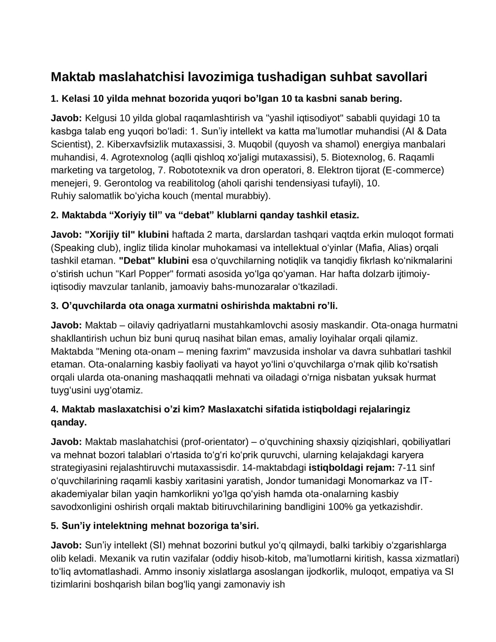 MAKTAB MASLAHATCHISI SAVOLLARI JAVOBLARI BILAN 3