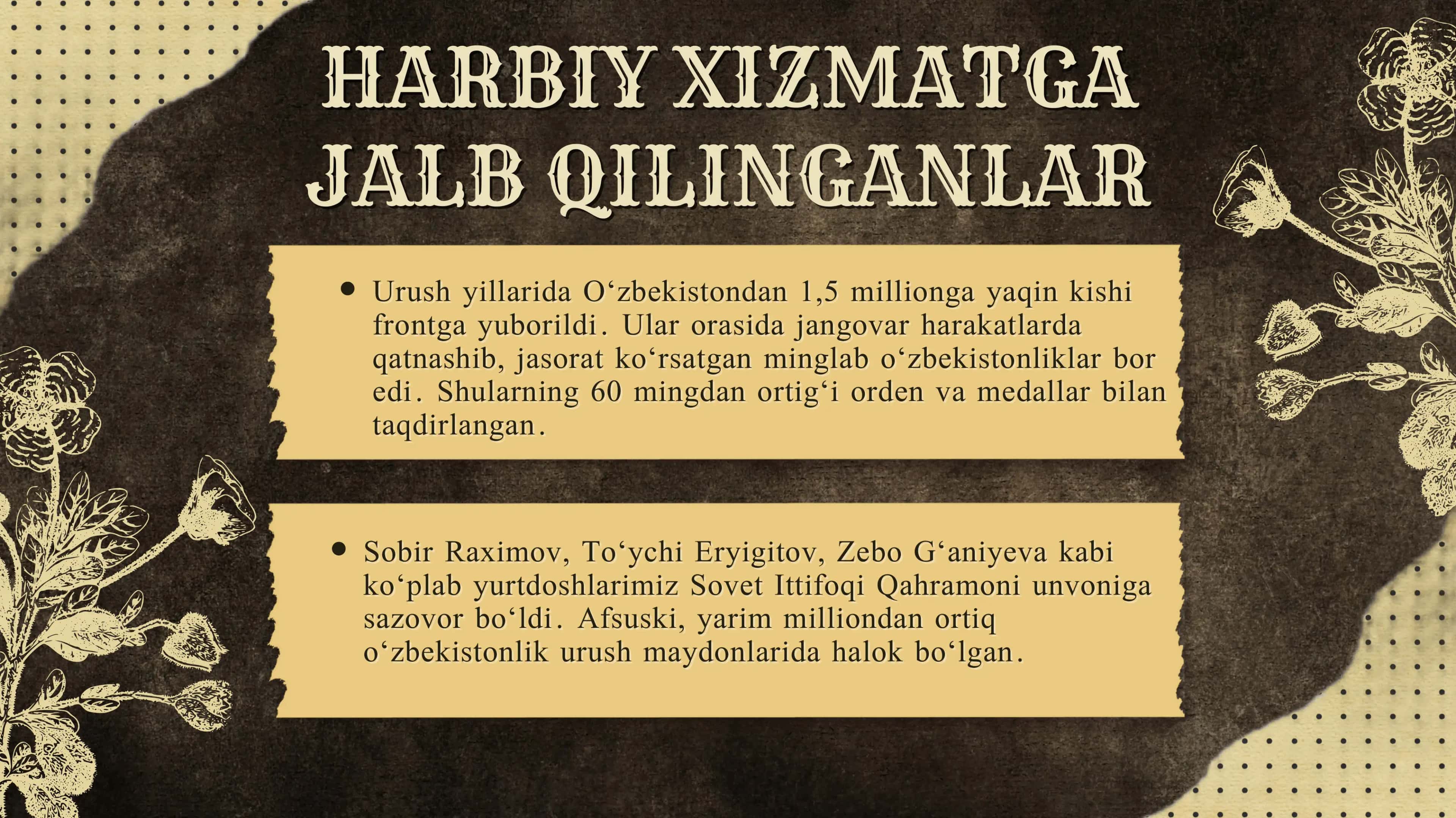 II Jahon Urushida O‘zbekistonning Front O'ldagi O‘rni 3