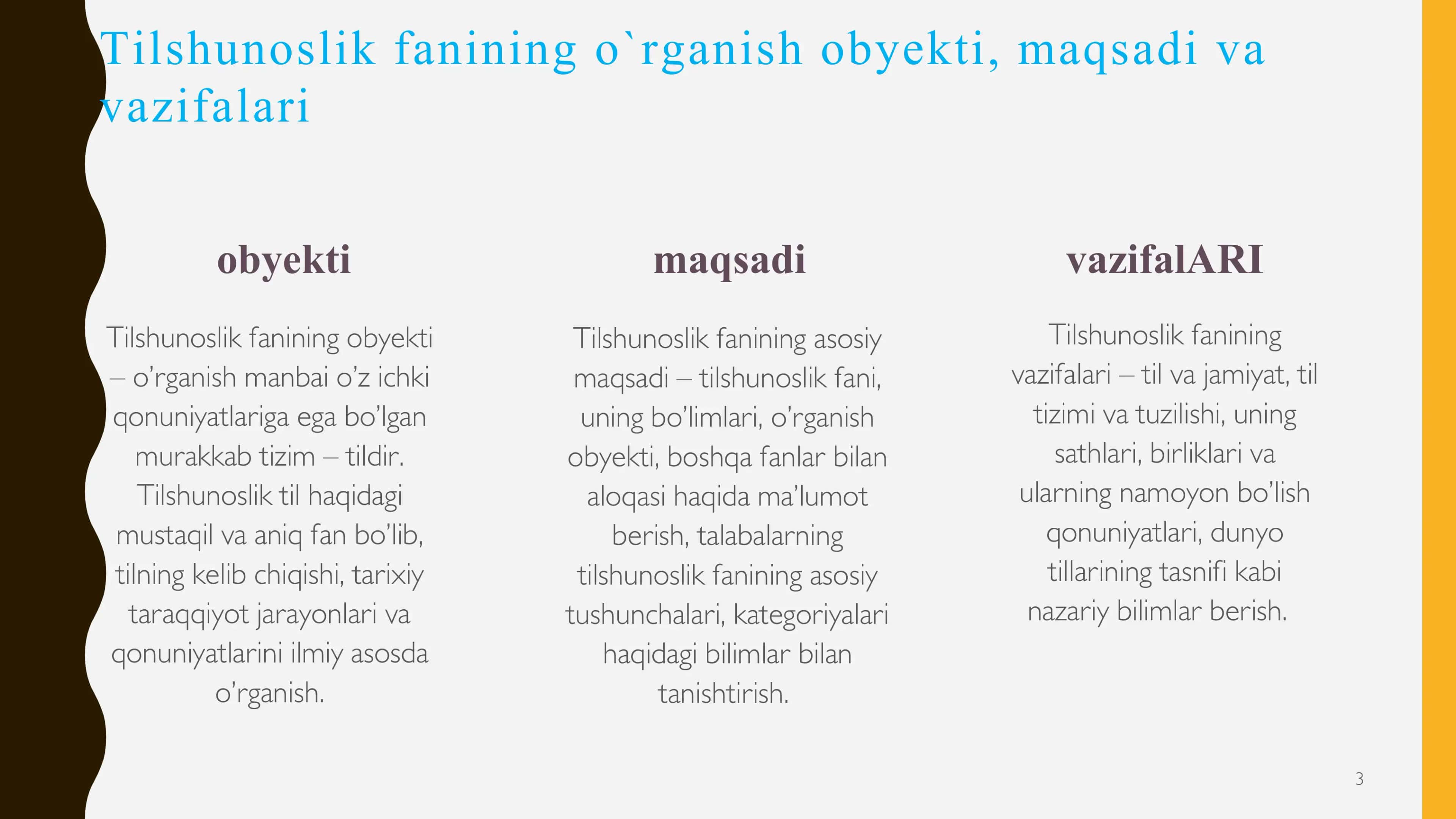 Tilshunoslik fanining o'rganish obyekti 3