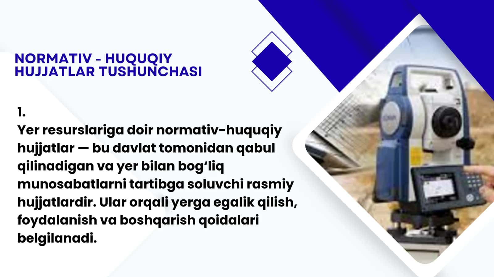 YER RESURSLARI BILAN BOG'LIQ NORMATIV ­HUQUQIY HUJJATLAR BILAN TANISHISH 3
