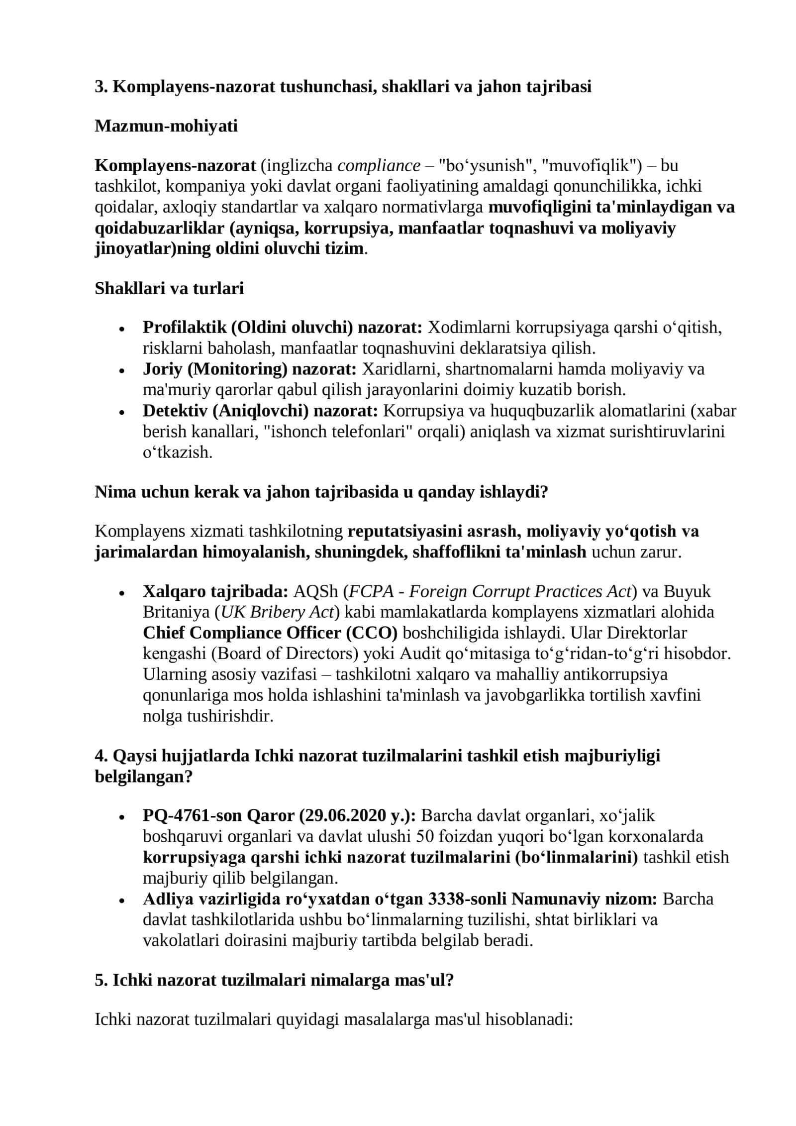 ARGOS – KORRUPSIYAGA QARSHI KURASHISH BO‘LIMI  SUHBAT  SAVOLLARIGA BATAFSIL JAVOB-QO‘LLANMA 2026 yil 3