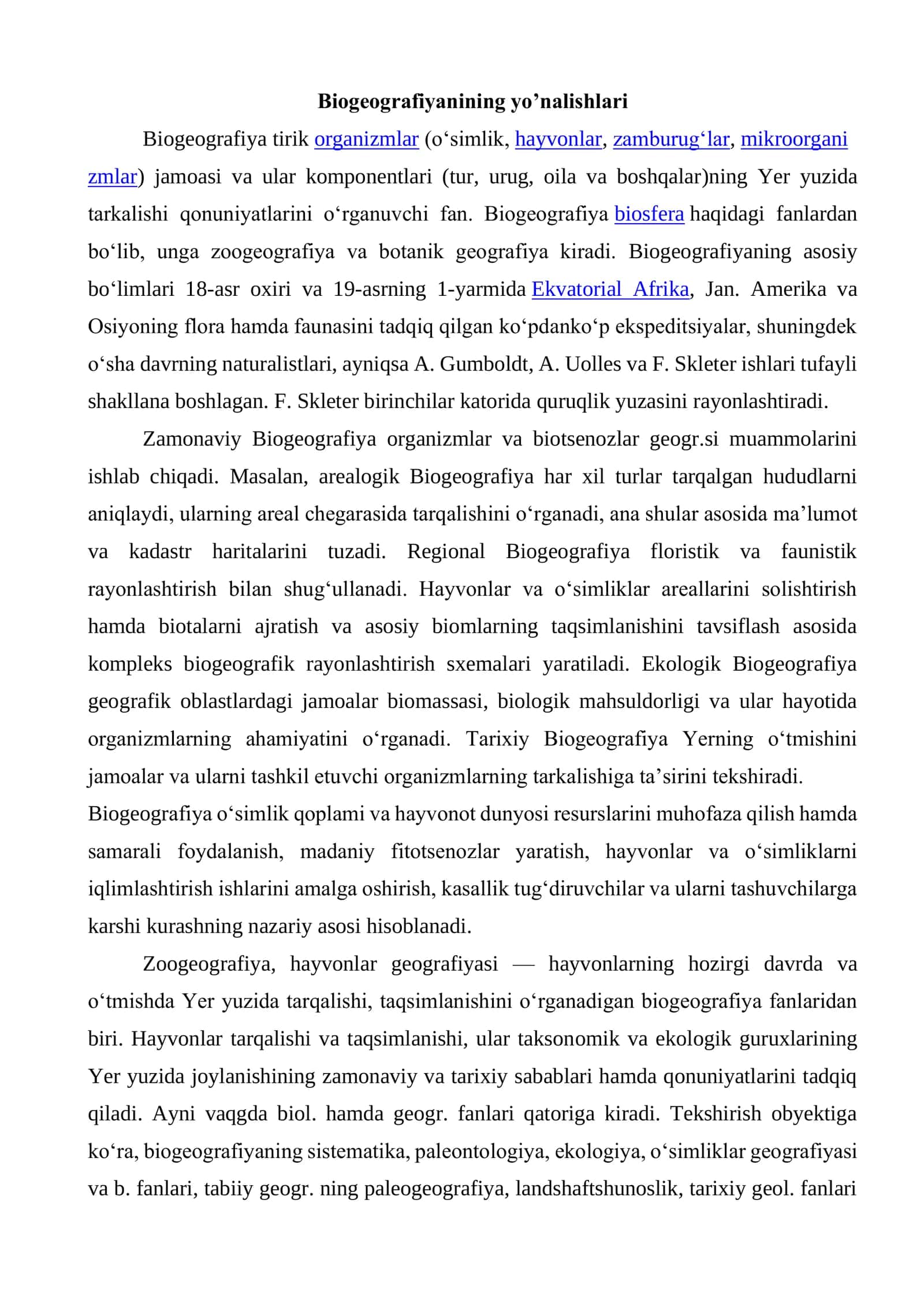 Biogeografiyaning yo‘nalishlari 3