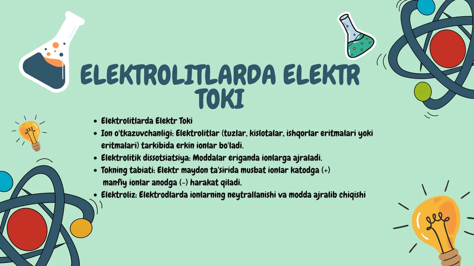 ELEKTROLITLARDA ELEKTR TOKI 3
