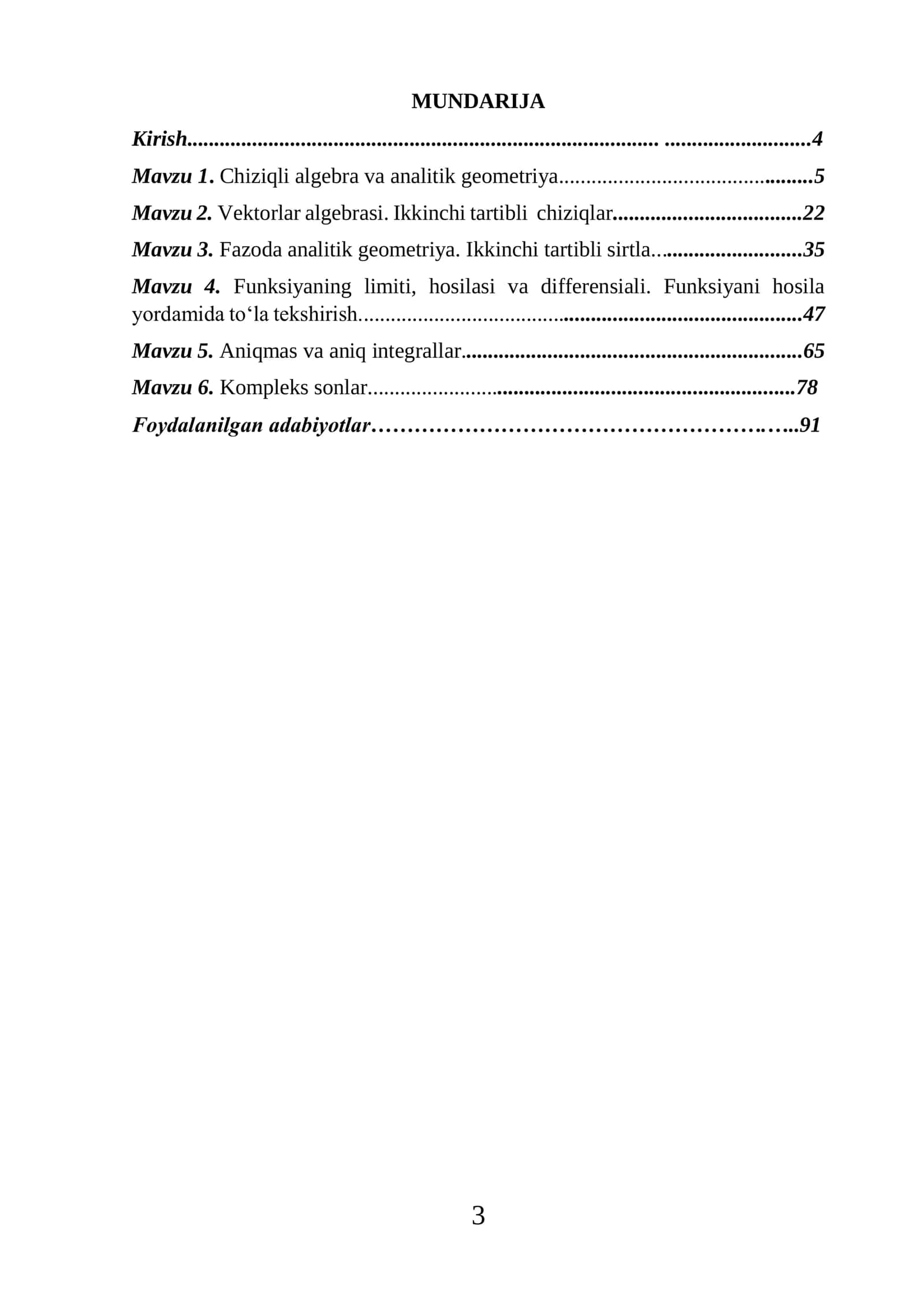 OLIY MATEMATIKA fanidan SIRTQI TA’LIM UCHUN hisob-grafik ishlarni bajarish bo’yicha USLUBIY KO’RSATMA 3