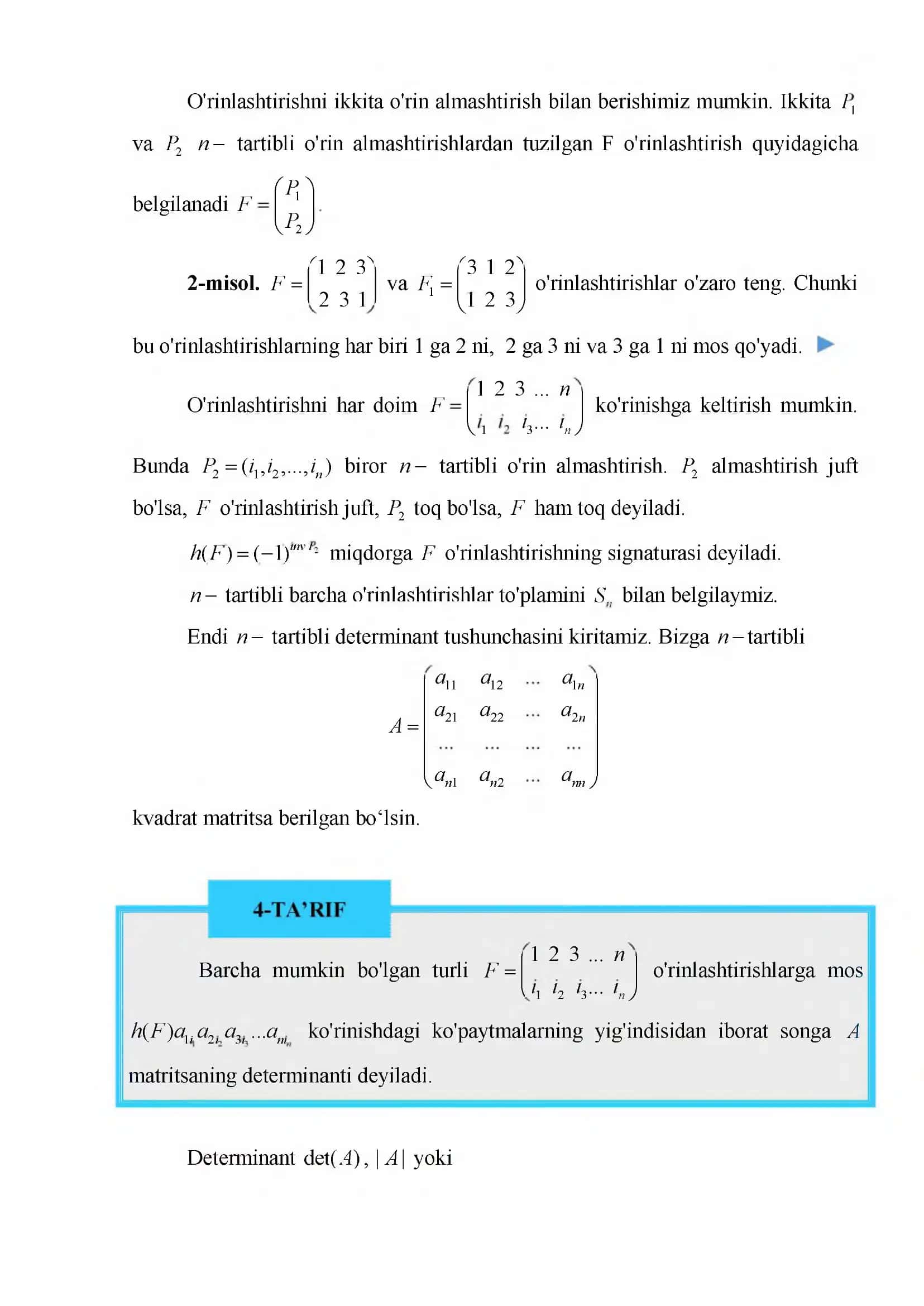 DETERMINANTLAR NAZARIYASI 3