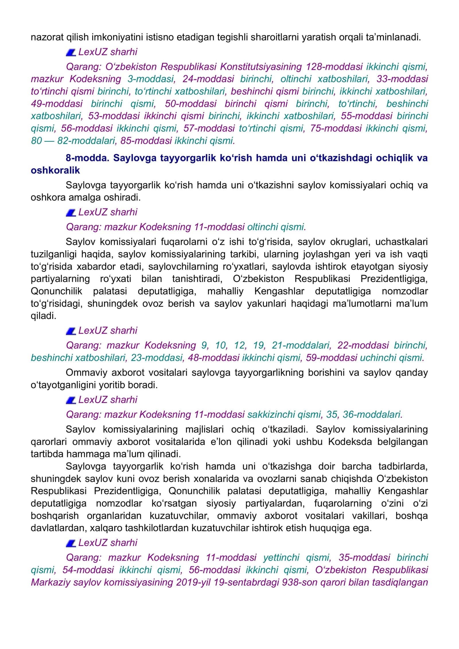 O'zbekiston Respublikasining Saylov Kodeksi 3