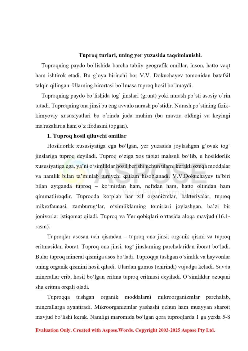 Tuproq va uning tabiiy xususiyatlari 3