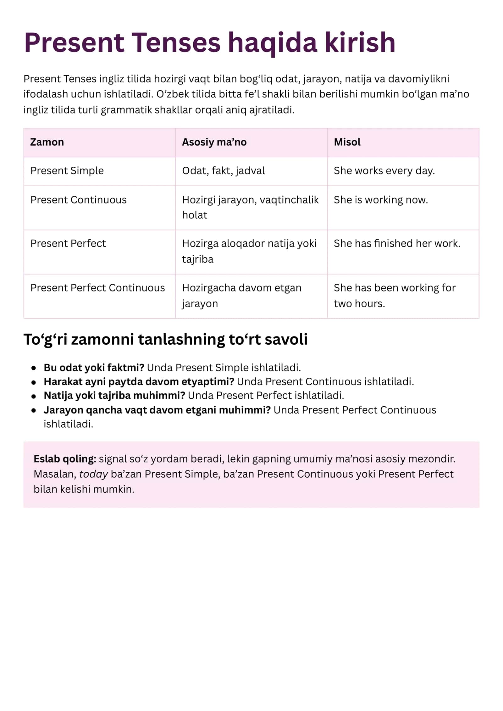 English Power 1-qism - Present Tenses 3