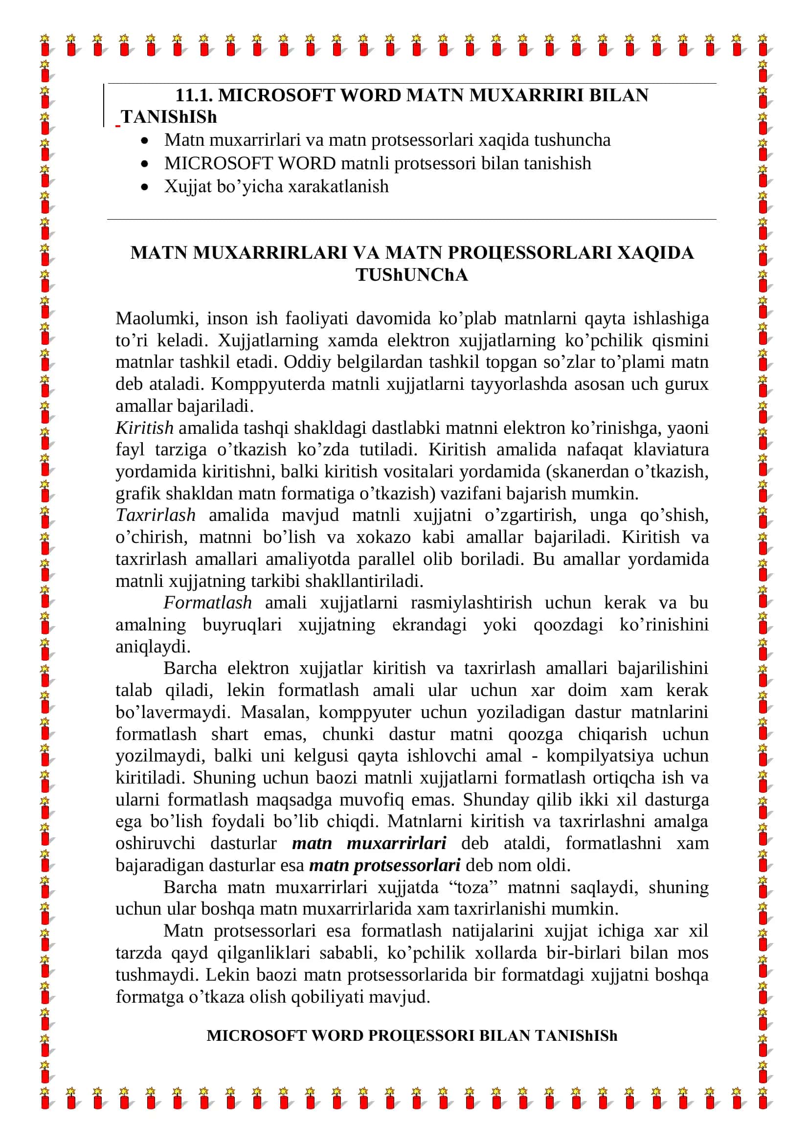 MS WORD matn muxarirrida ishlash 3