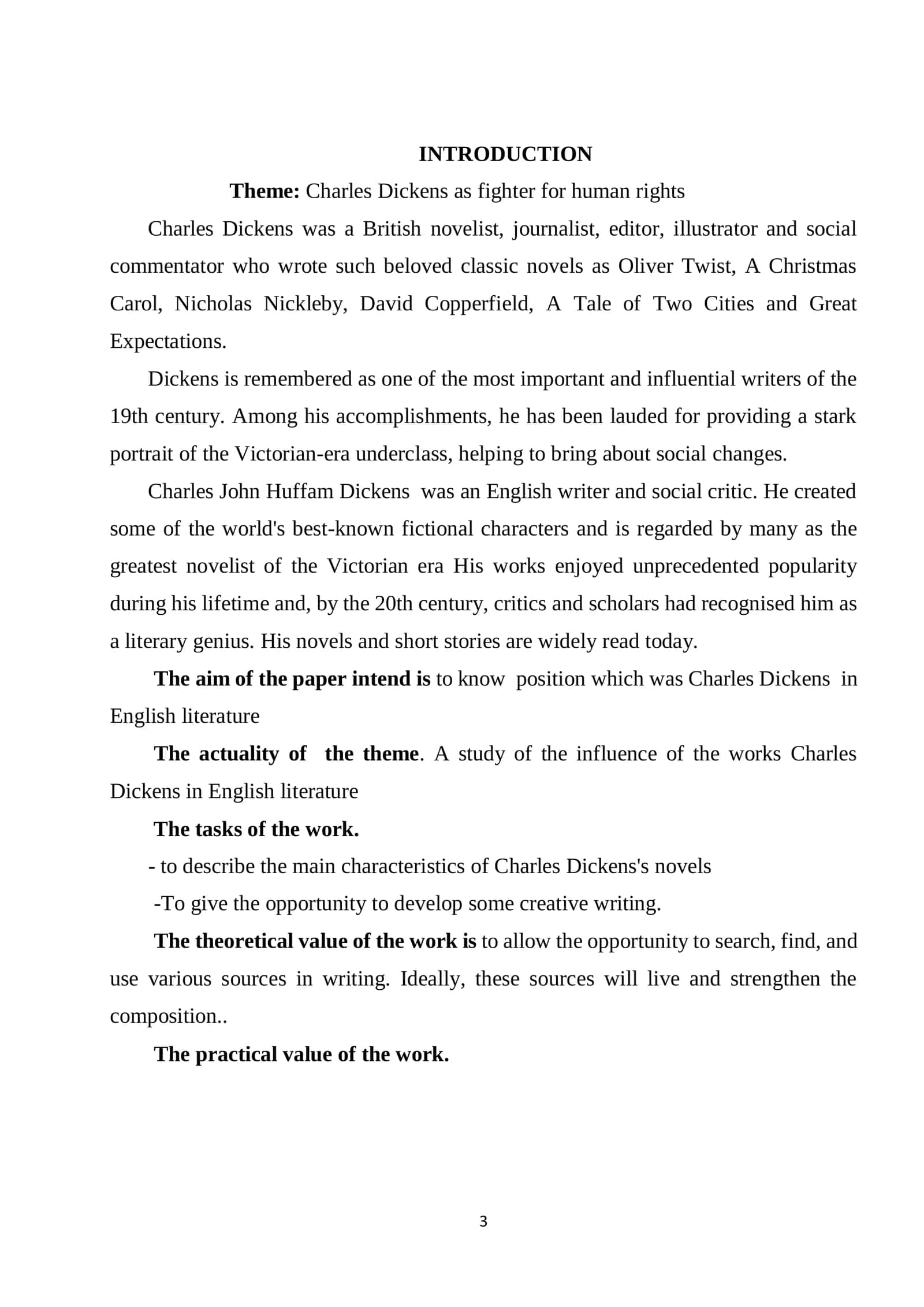Theme: Charles Dickens as fighter for human rights 3