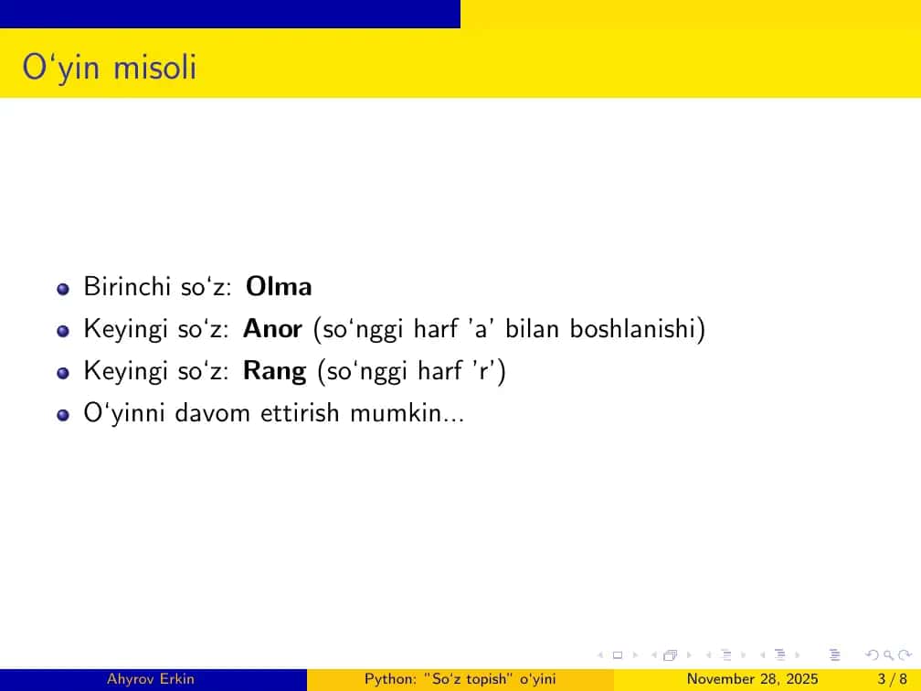 Python: ”So‘z topish” o‘yini 3