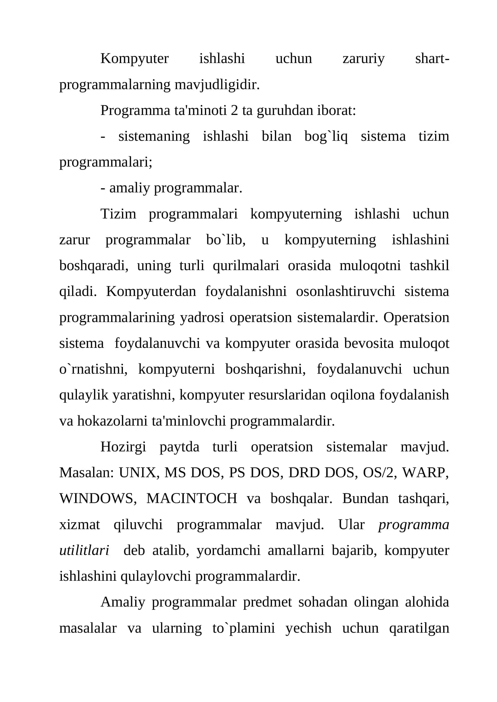 OPERATSION TIZIMNING PROGRAMMA TA'MINOTI 3