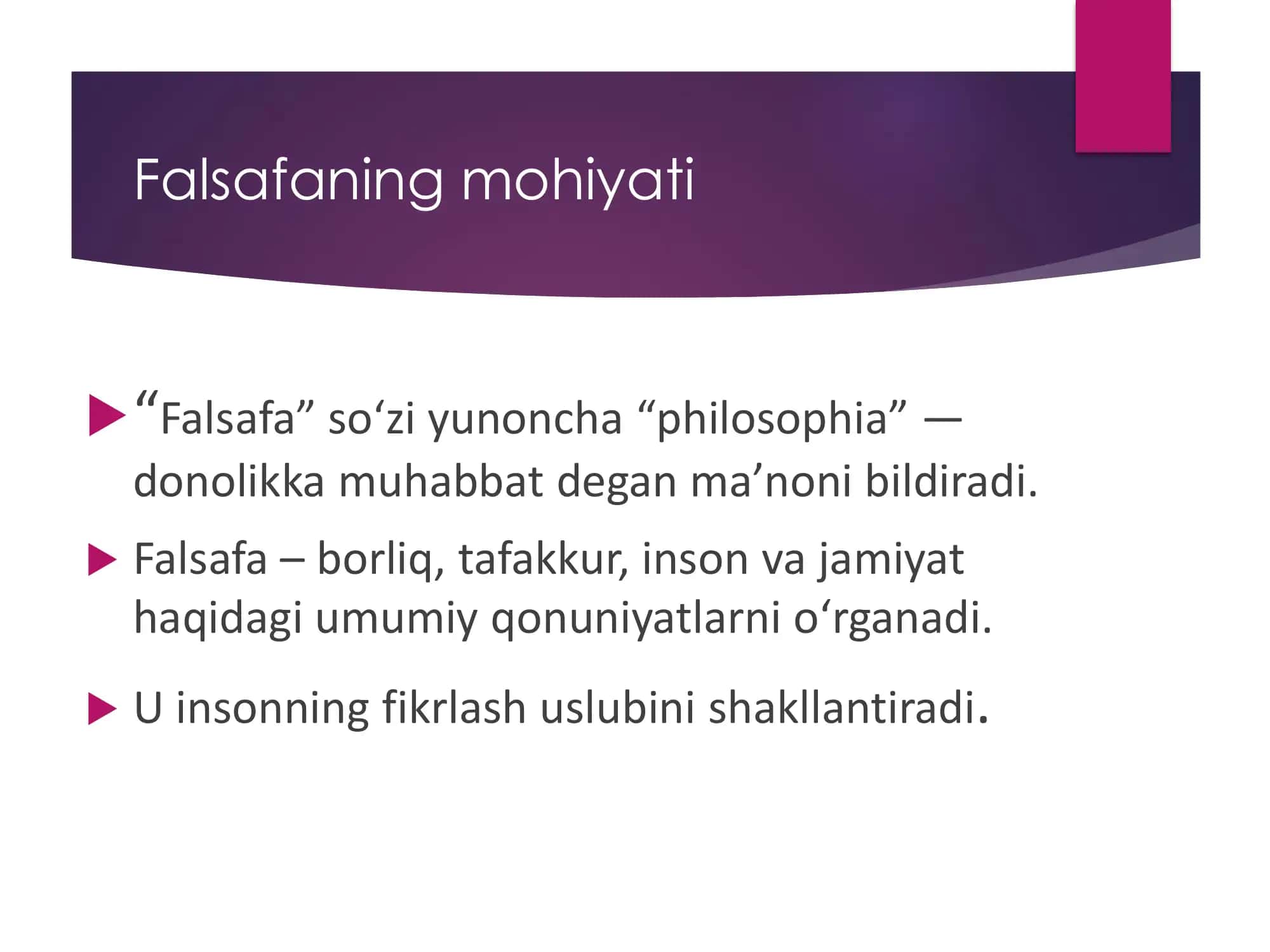 Falsafa fanining asosiy  maqsadi va taraqqiyot  bosqichlari, bo‘lajak  pedagoglarda  o‘qitilishining nazariy  va amaliy ahamiyati 3