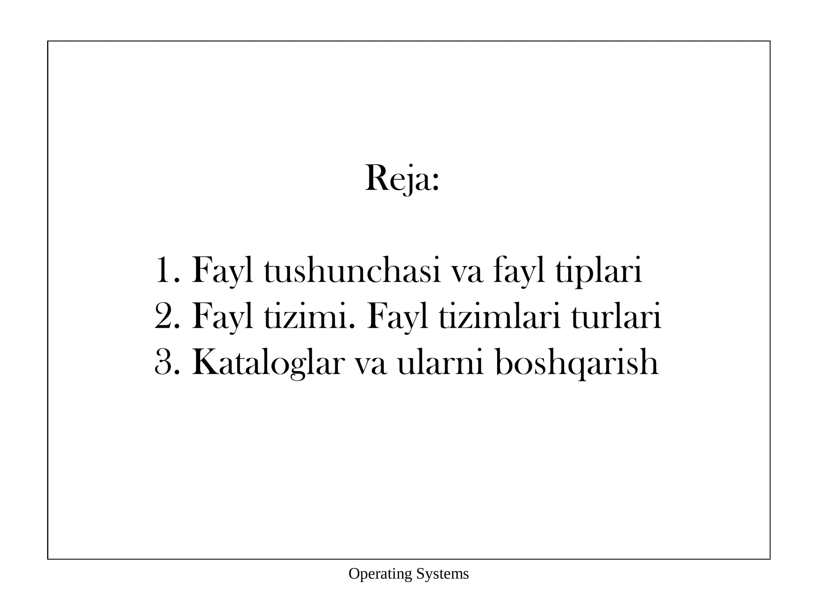 Operatsion Tizimlar va Laboratoriya Fanidan Referat 3