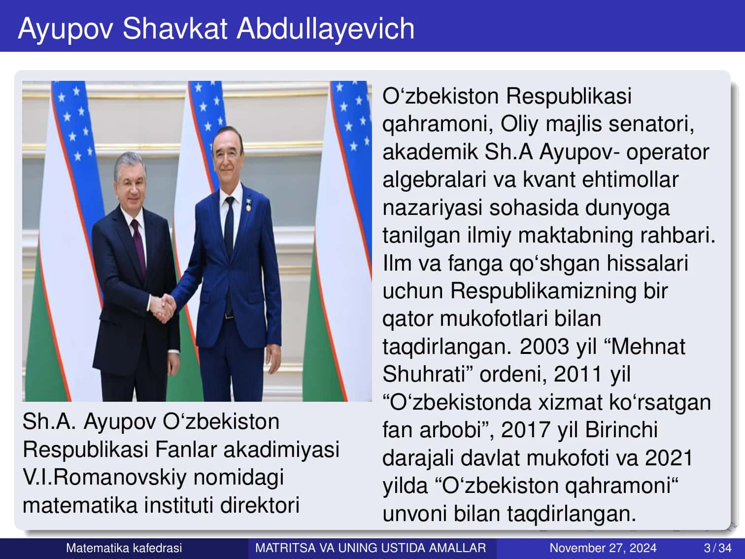 MATRITSA VA UNING USTIDA AMALLAR 3
