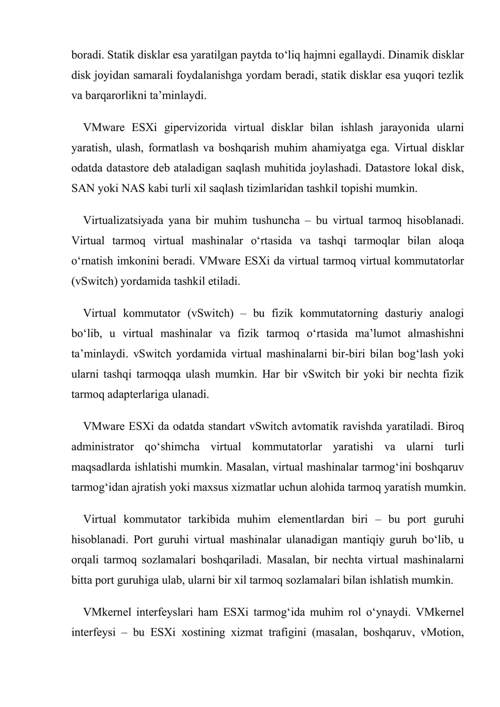 VMware ESXi da virtual disklar ustida ishlash va virtual kommutator yaratish 3