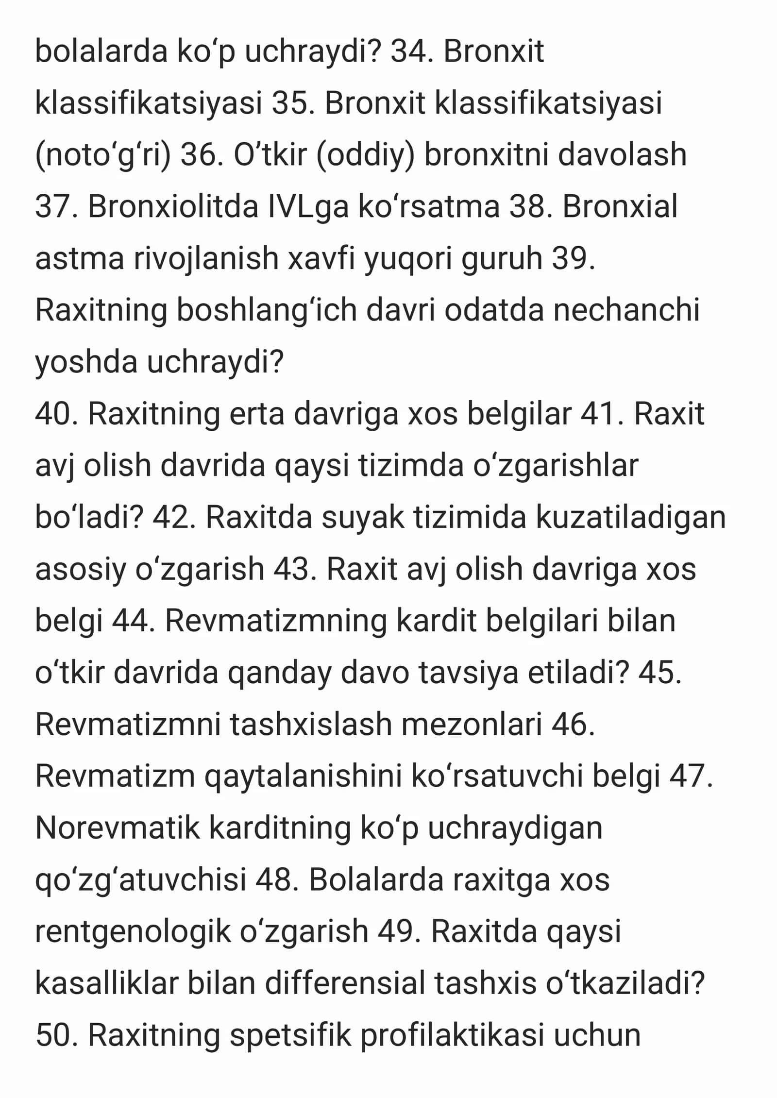 Umumiy amaliyot shifokori testlar 3