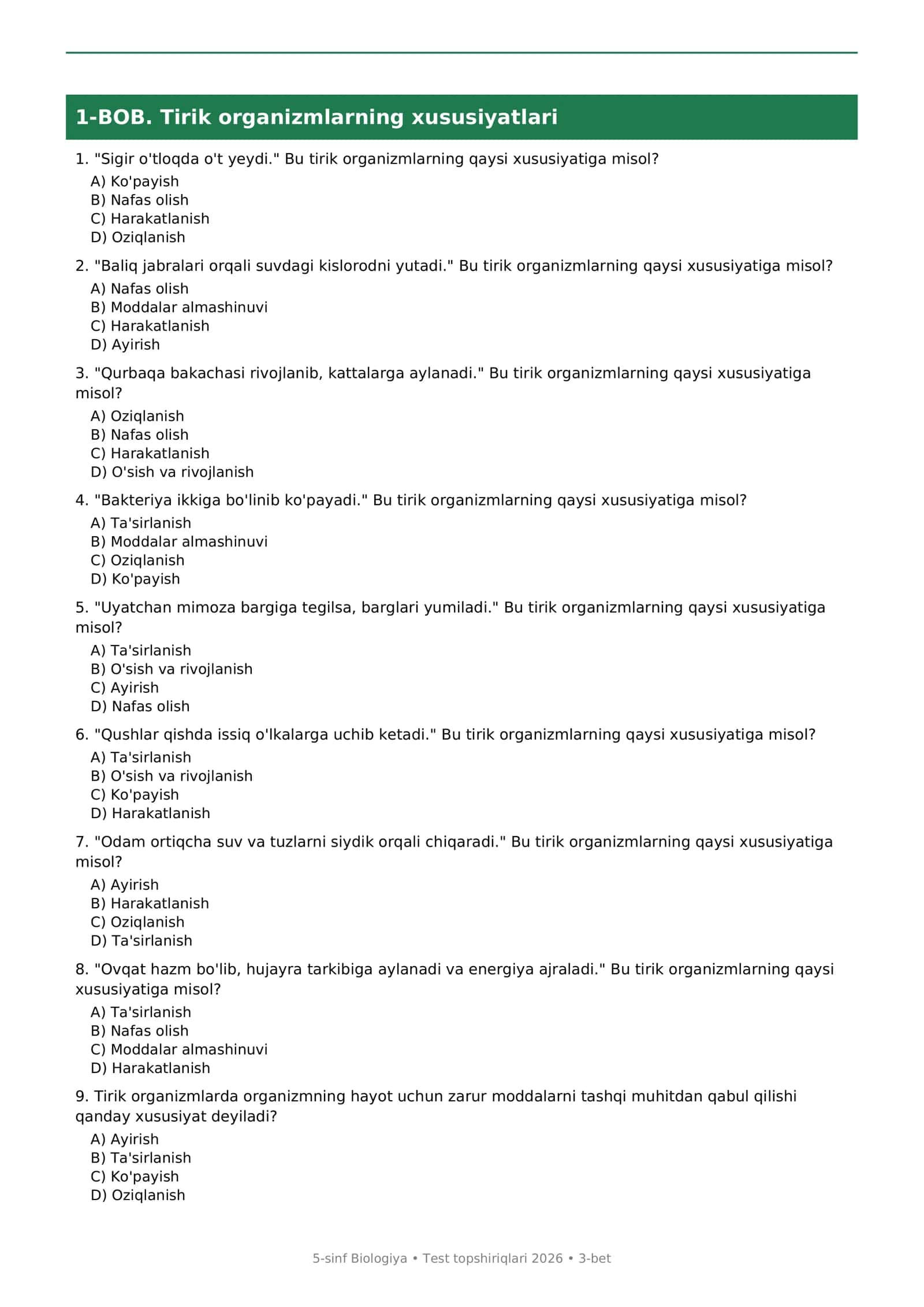 5-sinf BIOLOGIYA FANIDAN TEST TOPSHIRIQLARI 3