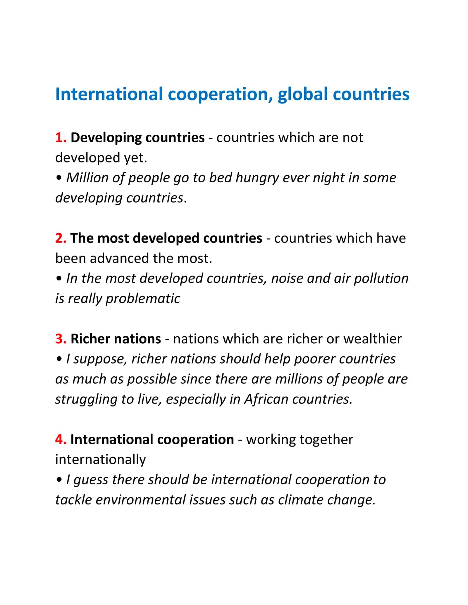 Topic vocabulary "Globalisation" 3