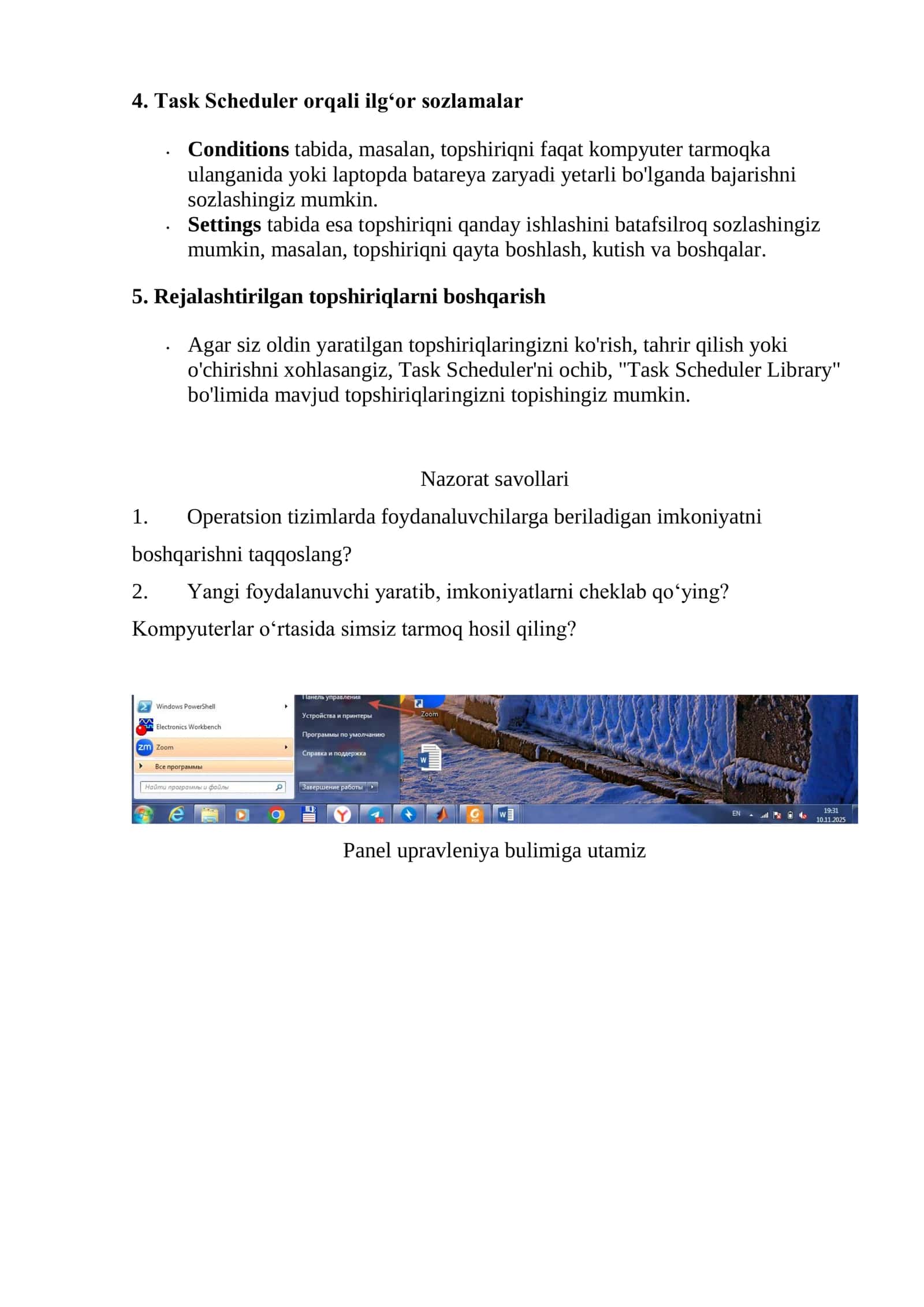 Windows da topshiriqlarni rejalashtirish (Task scheduler) 3