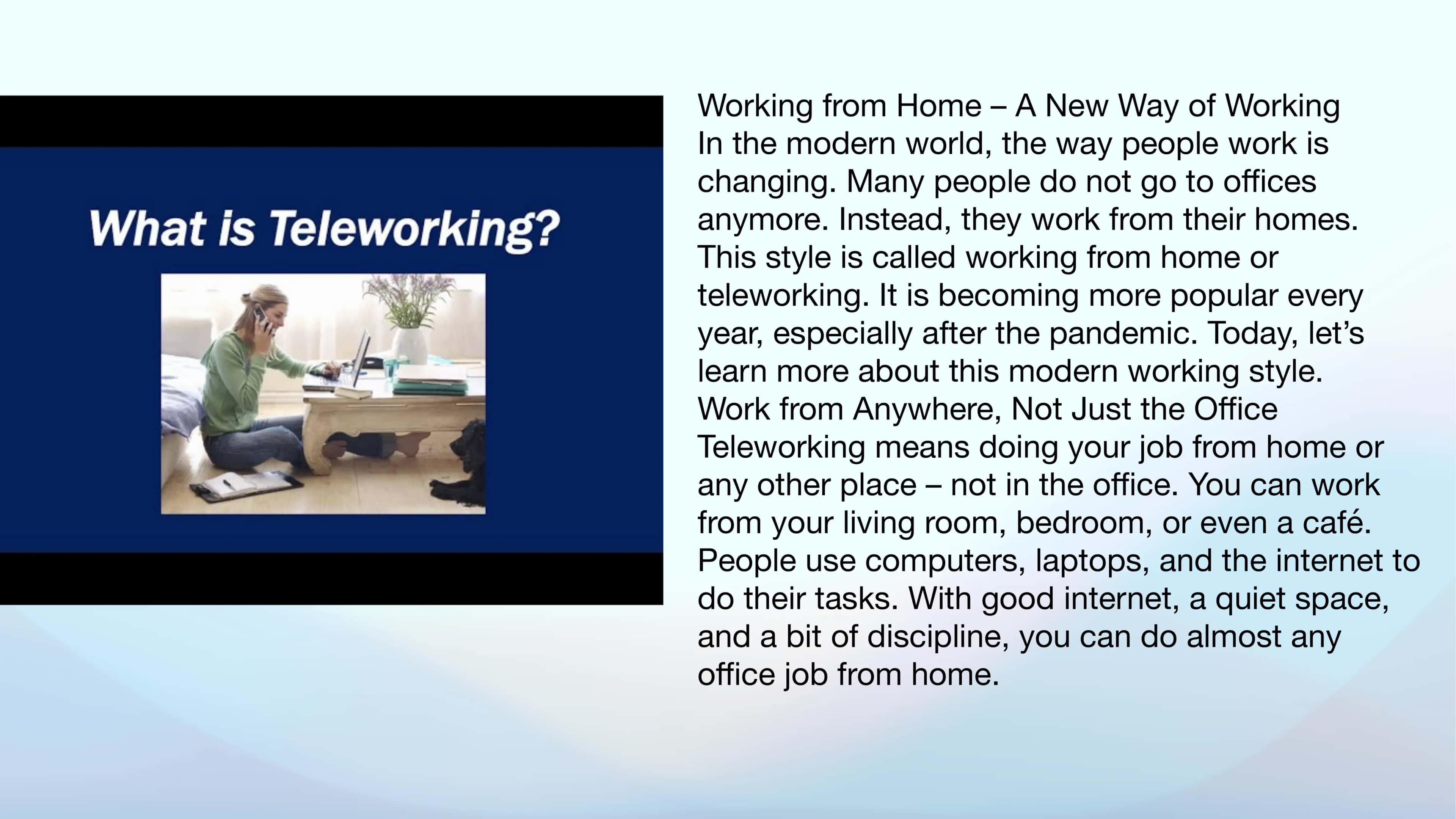 Working from home. Teleworking 3