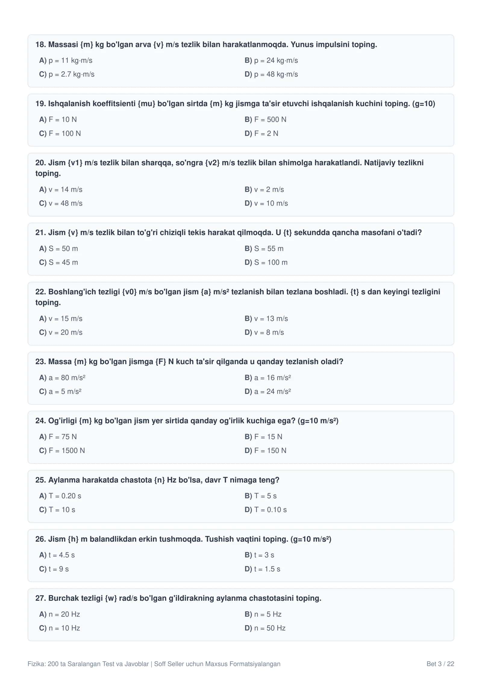 FIZIKADAN 200 TA TEST 3