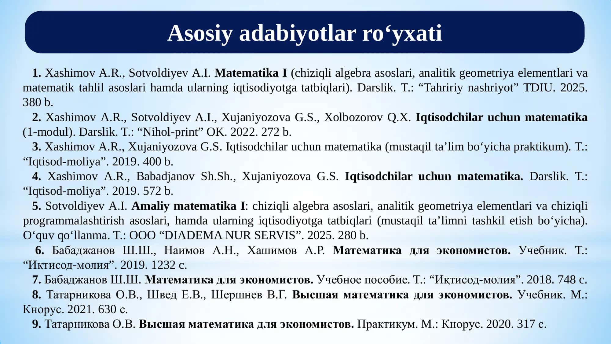 Amaliy matematika 1: Chiziqli operatorlar va ularning xossalari 3
