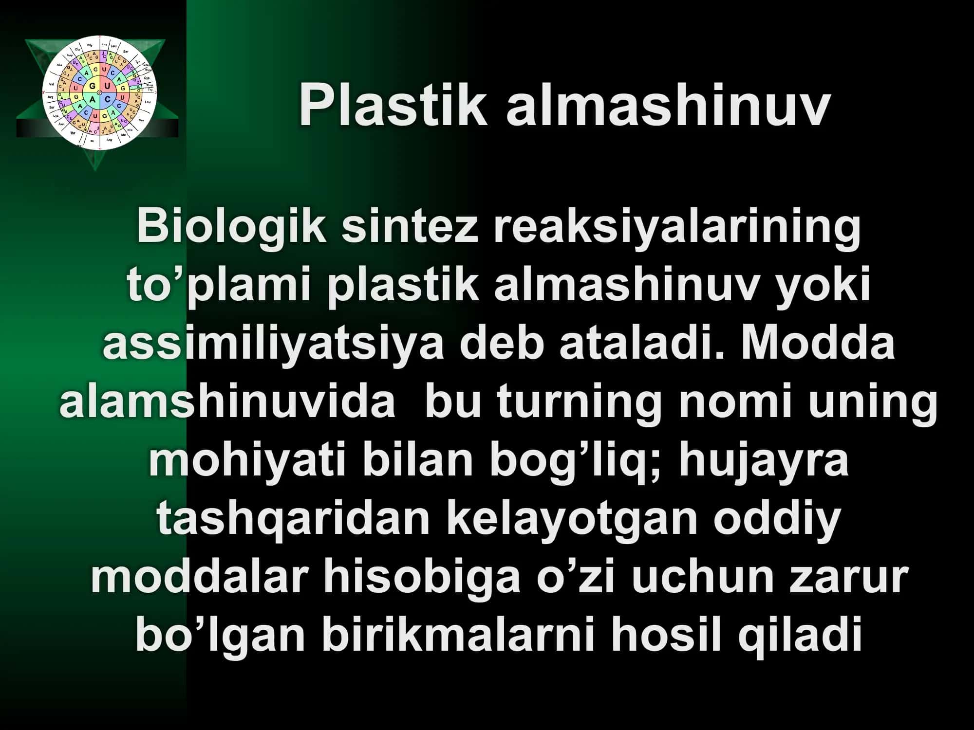 Oqsillar biosintezi. Genetik kod 3