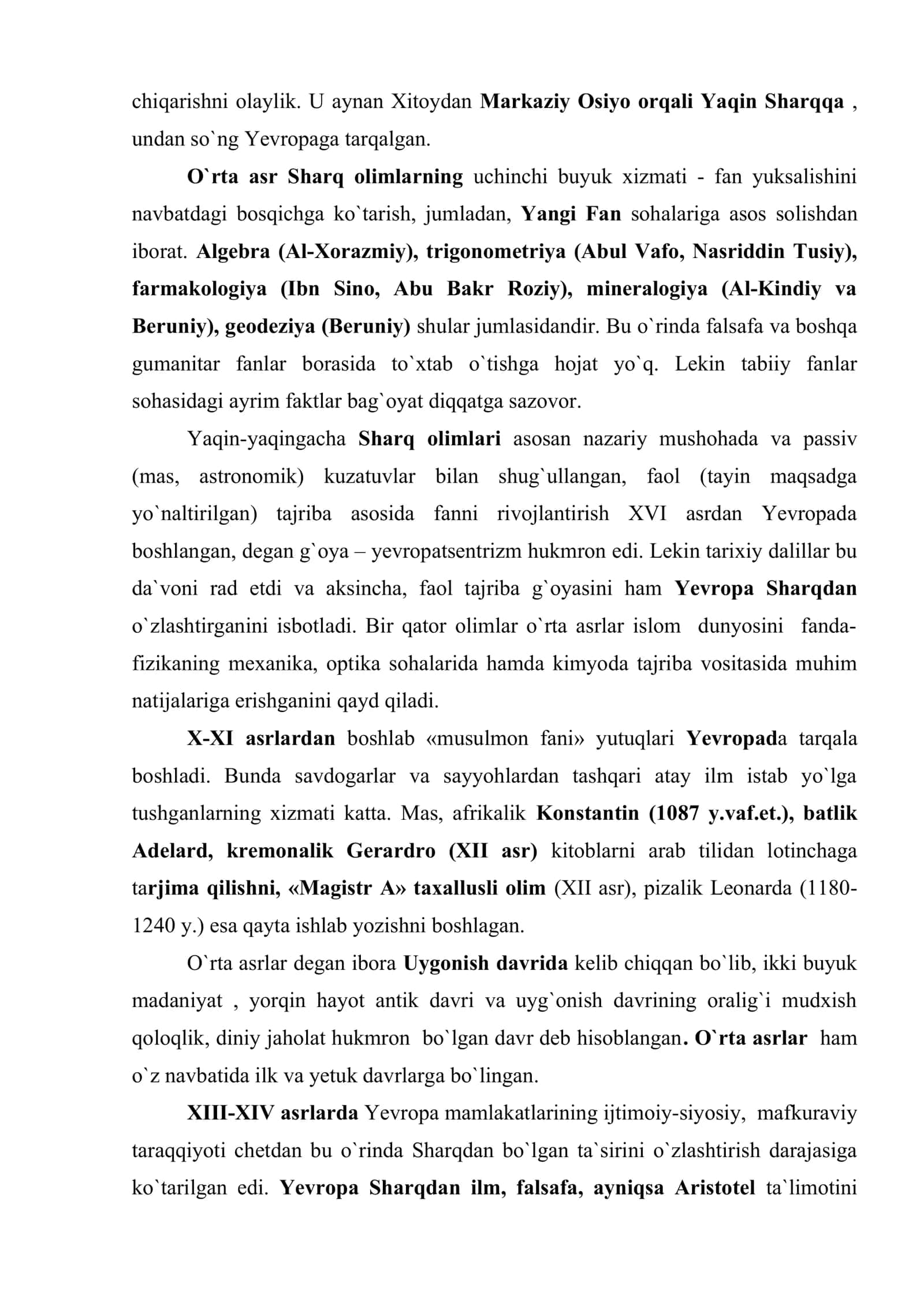 O`rta asrlarda Yevropa fani 3