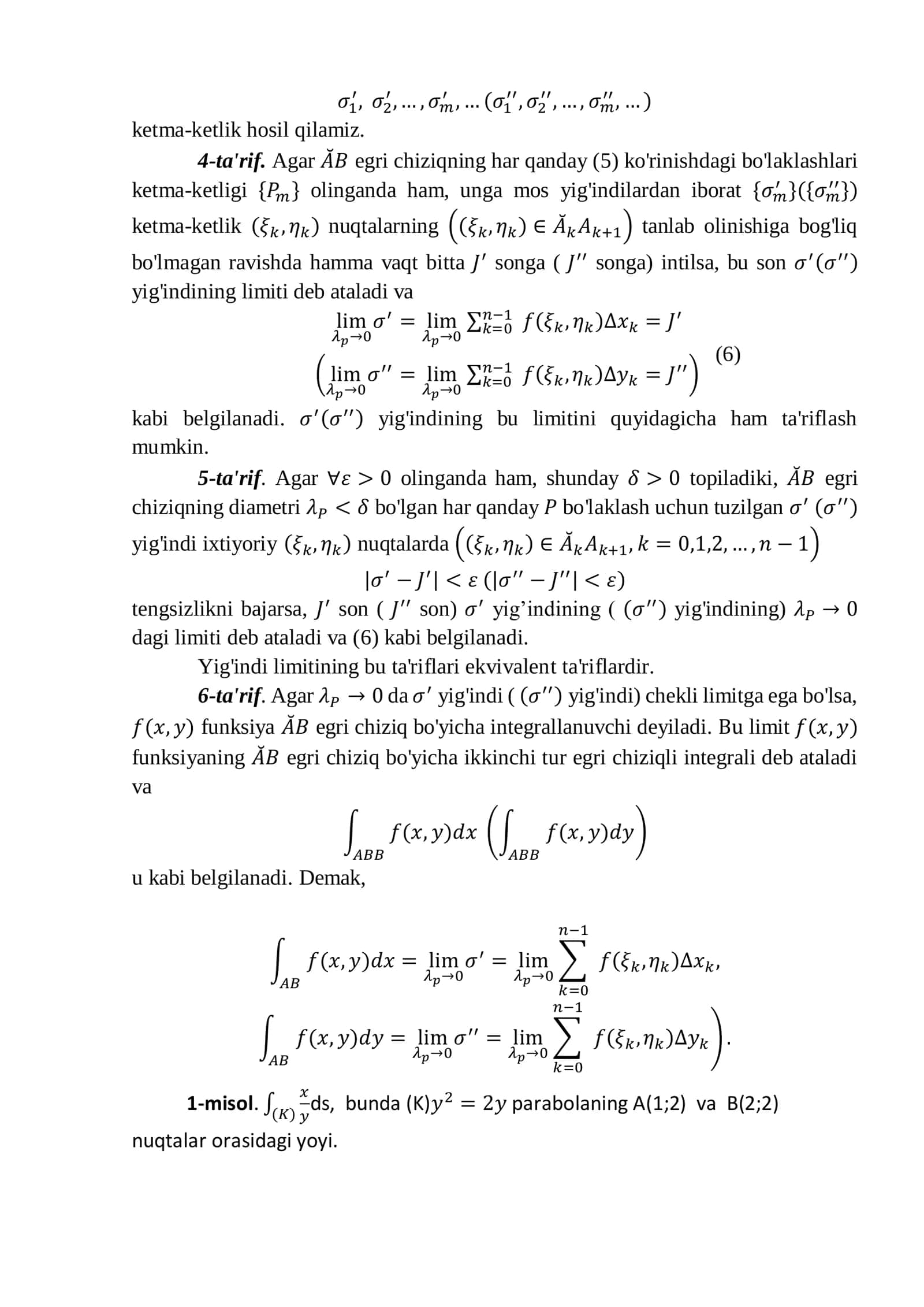 Egri chiziqli integrallar 3
