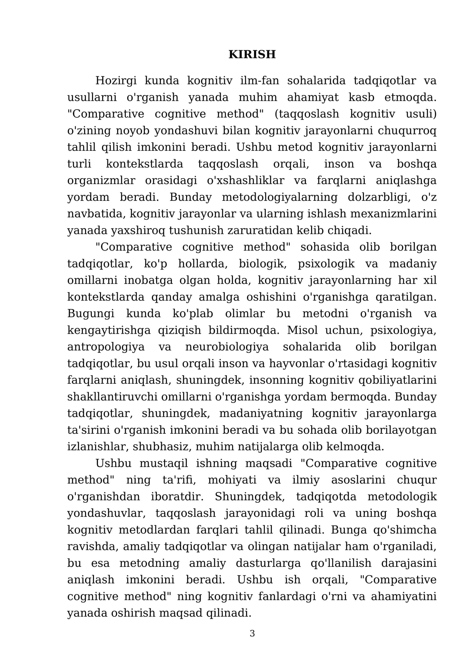 Comparative cognitive method 3