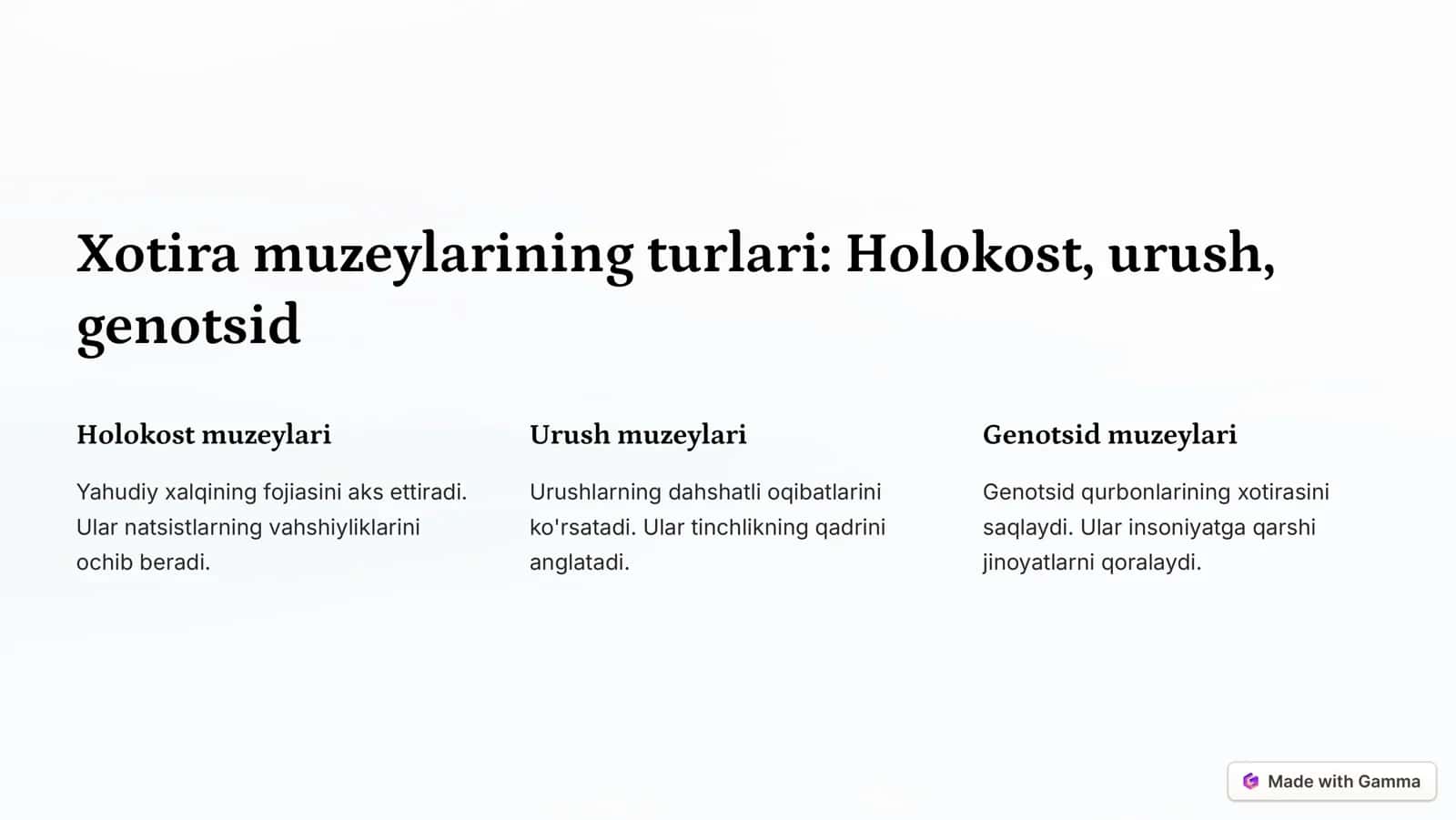 Xotira muzeylarining  shakllanishi 3