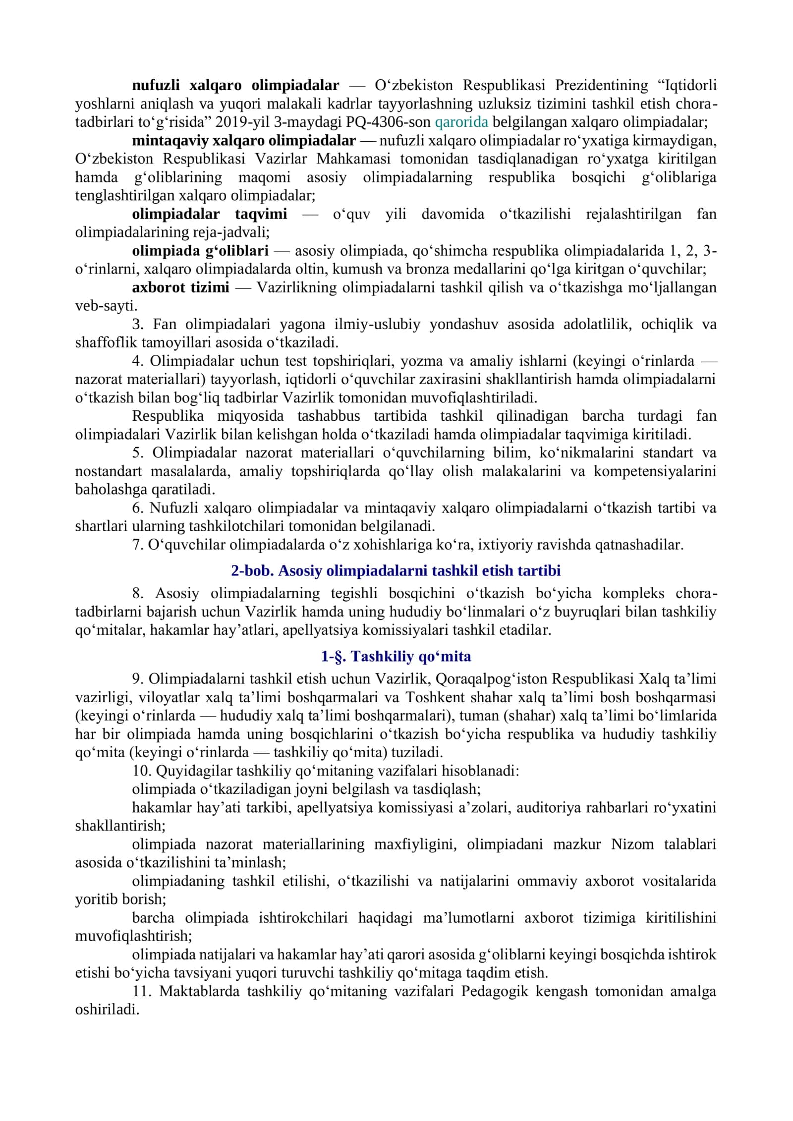Fan Olimpiadalarini O‘tkazish Tizimini 3