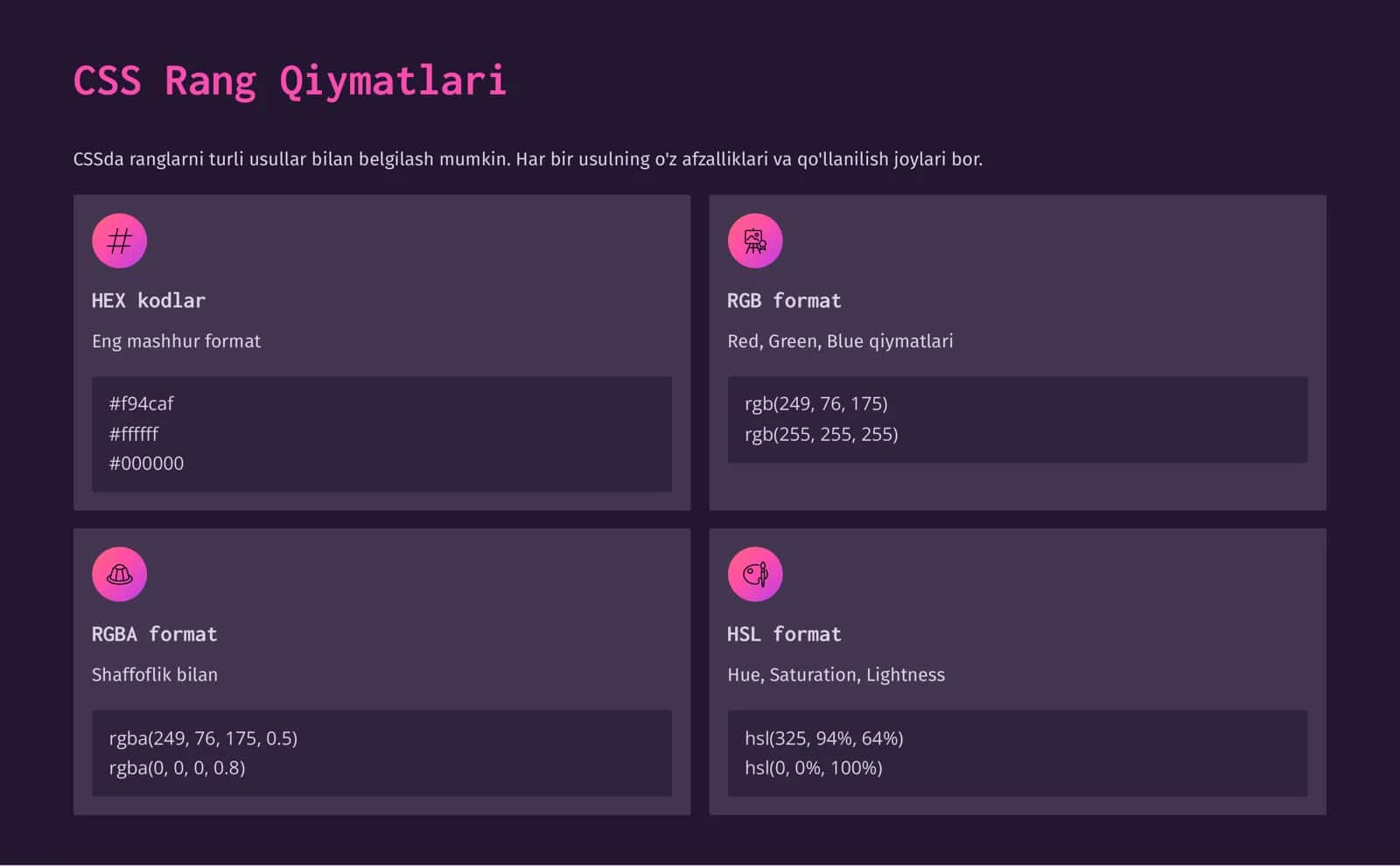 CSSda Fon va Rang bilan Ishlash 3