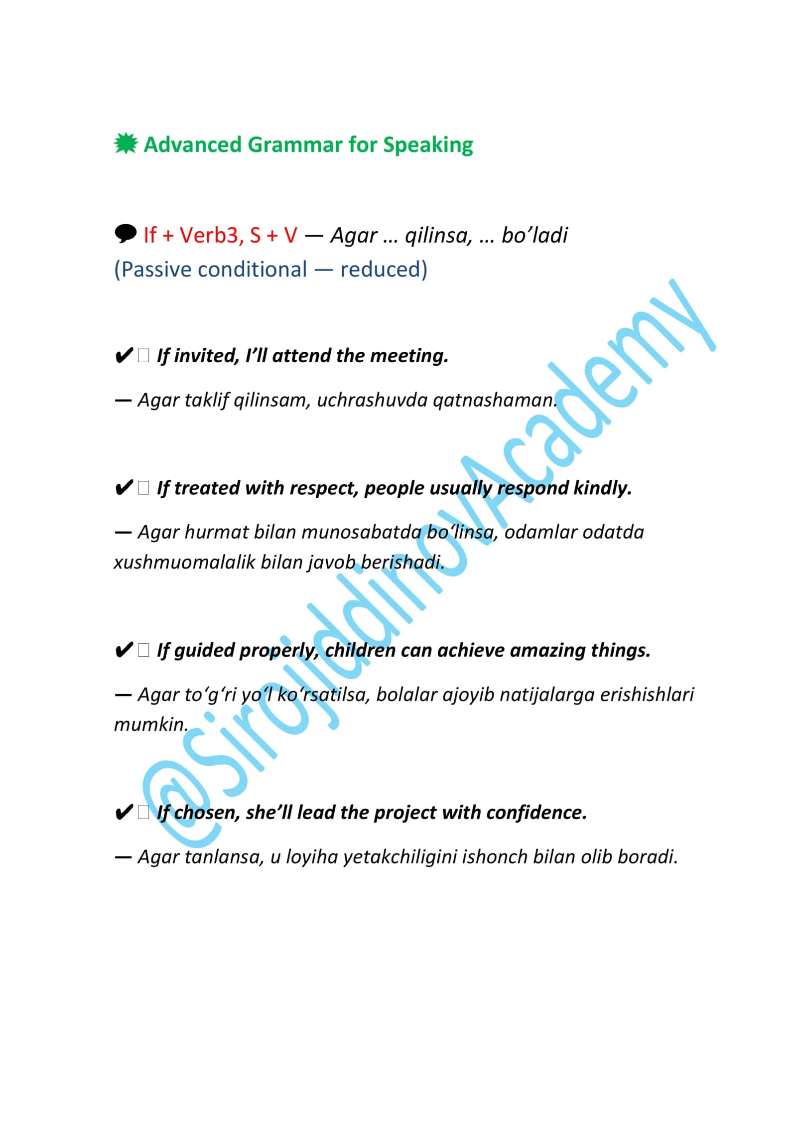 Advanced Grammar for Speaking 3