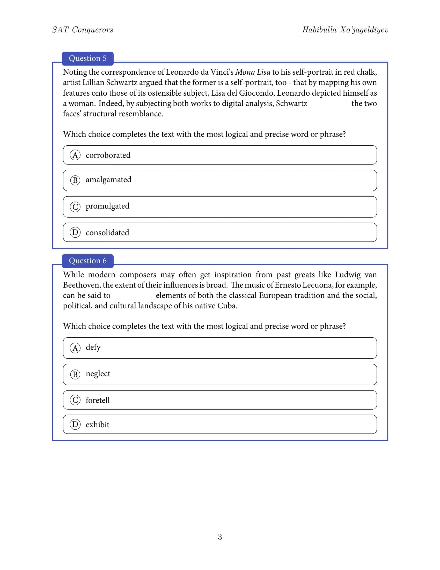SAT Questions 3