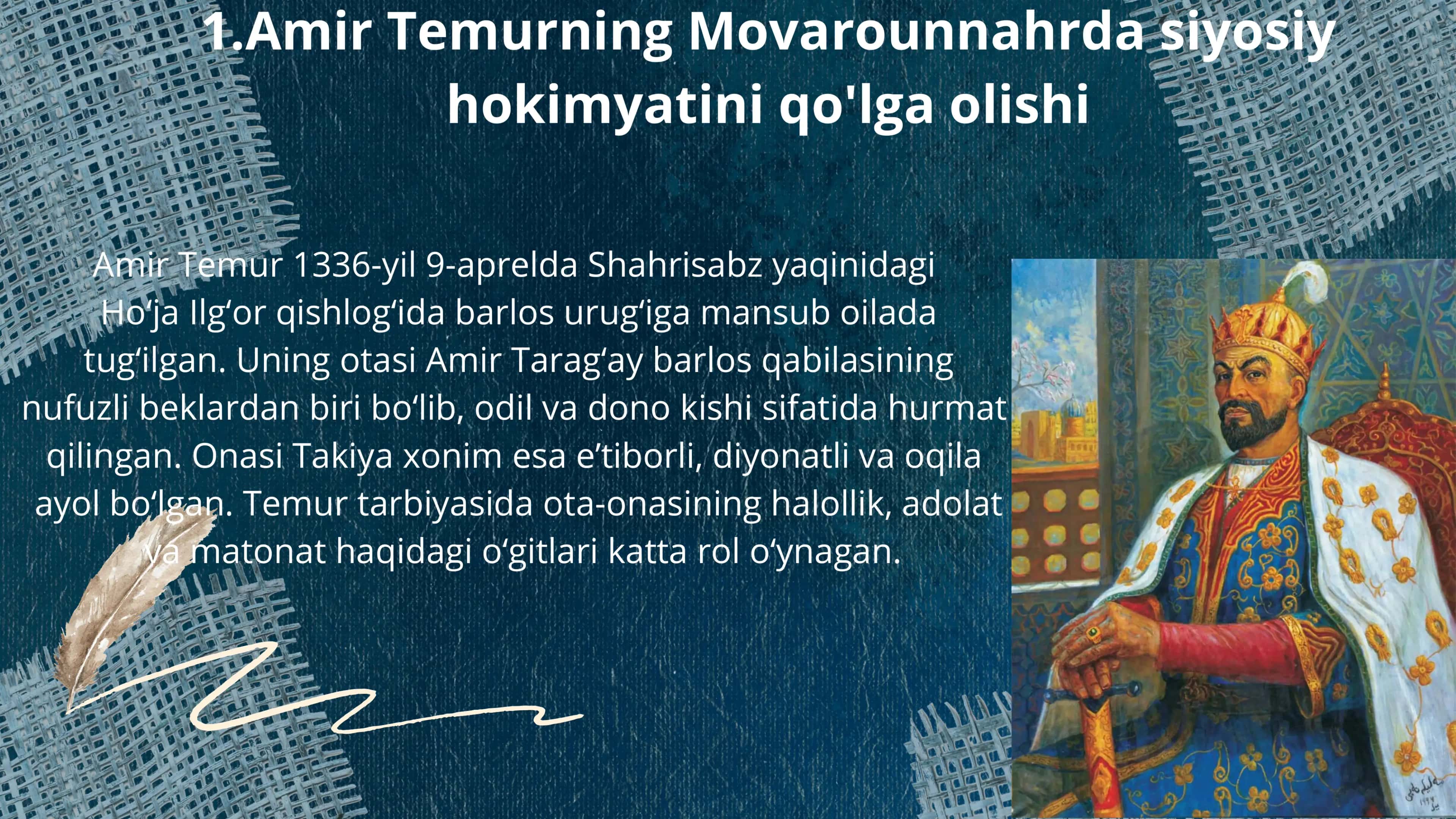 Amir temur  Movarounnahr  hukmdori 3