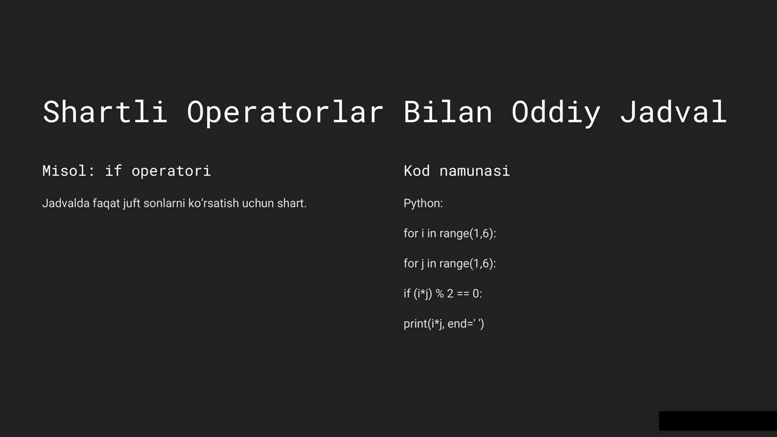 Shartli Operatorlar 3