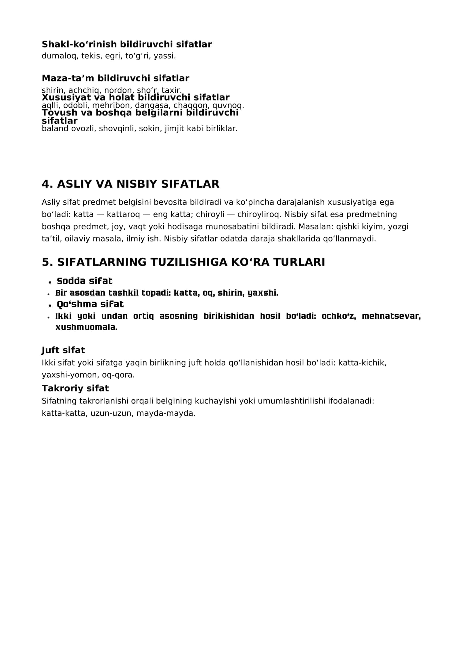 6-SINF ONA TILI Sifatning maʼno turlari 3