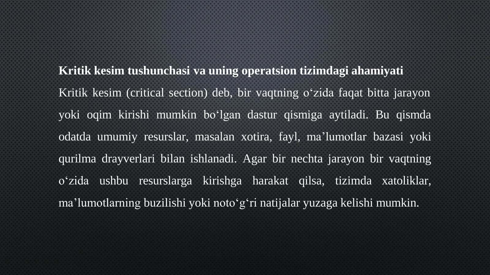 KRITIK KESIM VA SINXRONIZATSIYA 3