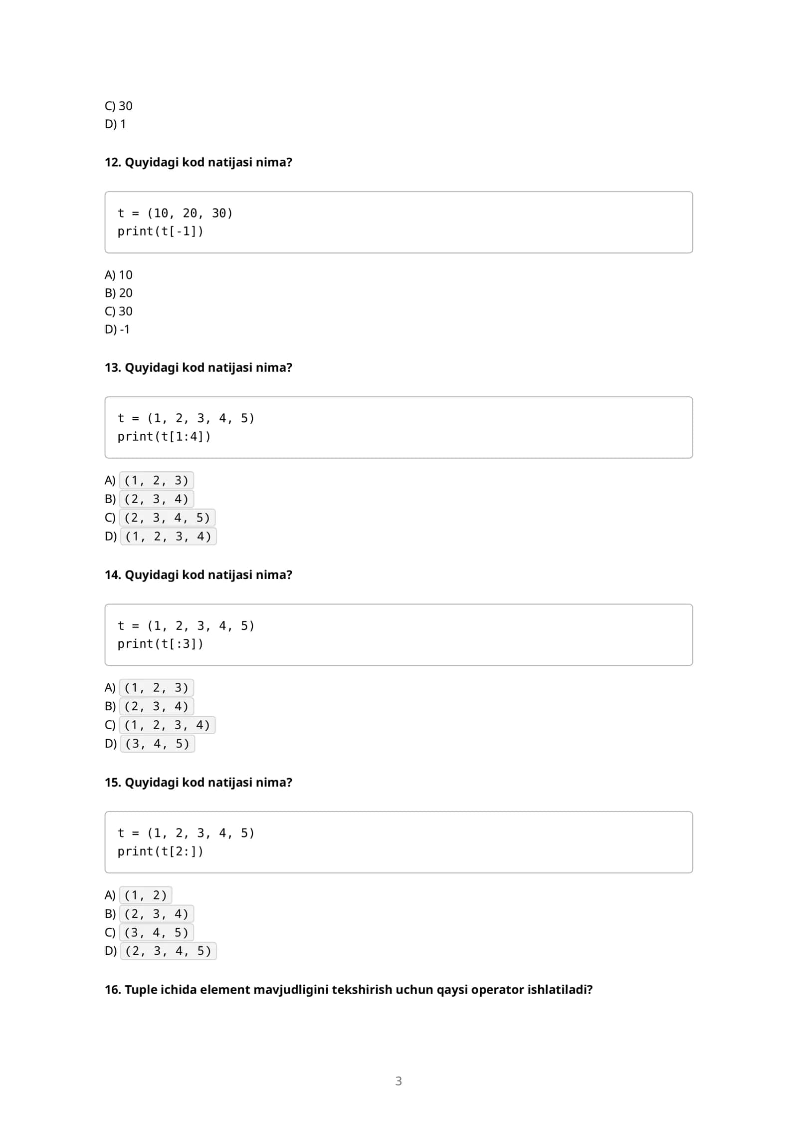 PYTHON TUPLE (KORTEJ) 3