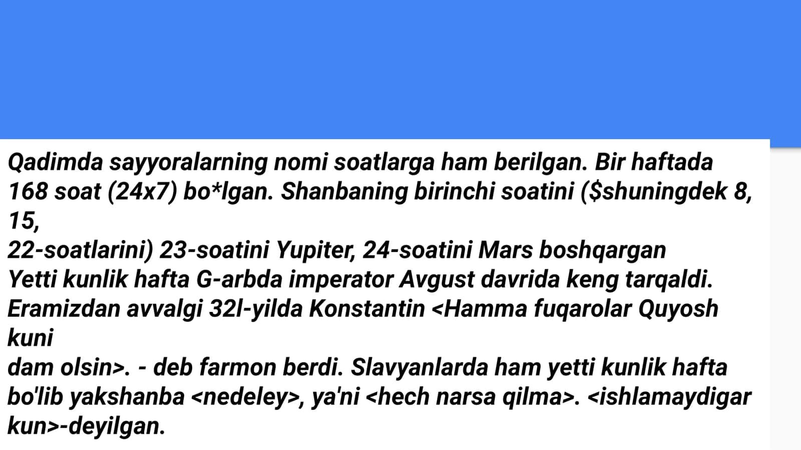 Hafta kunlari va ularning turlari 3