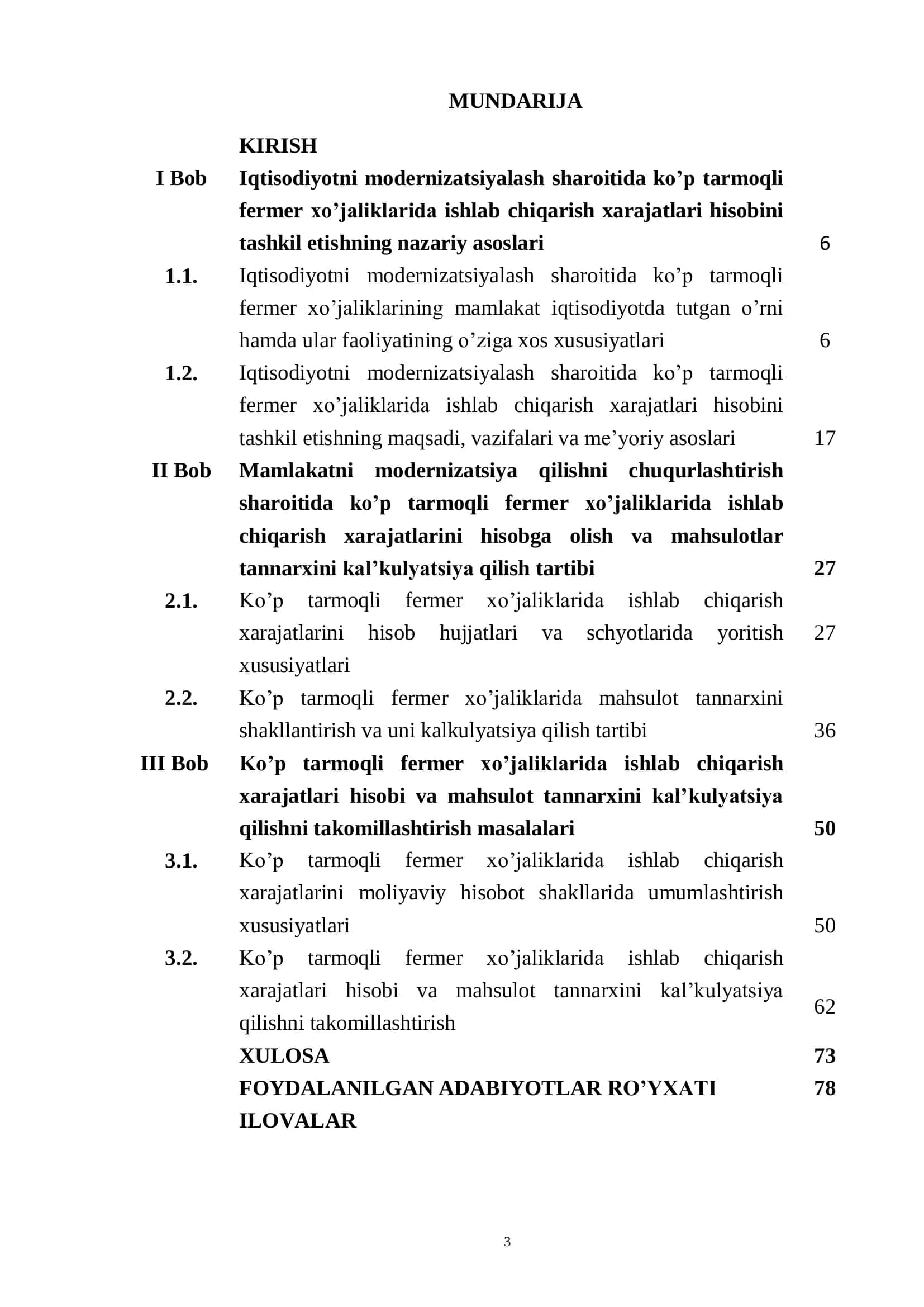 Ko’p tarmoqli fermer xo’jaliklarida ishlab chiqarish xarajatlarini hisobga olish va mahsulotlar tannarxini kalkulyatsiya qilishning o’ziga xos xususiyatlari 3