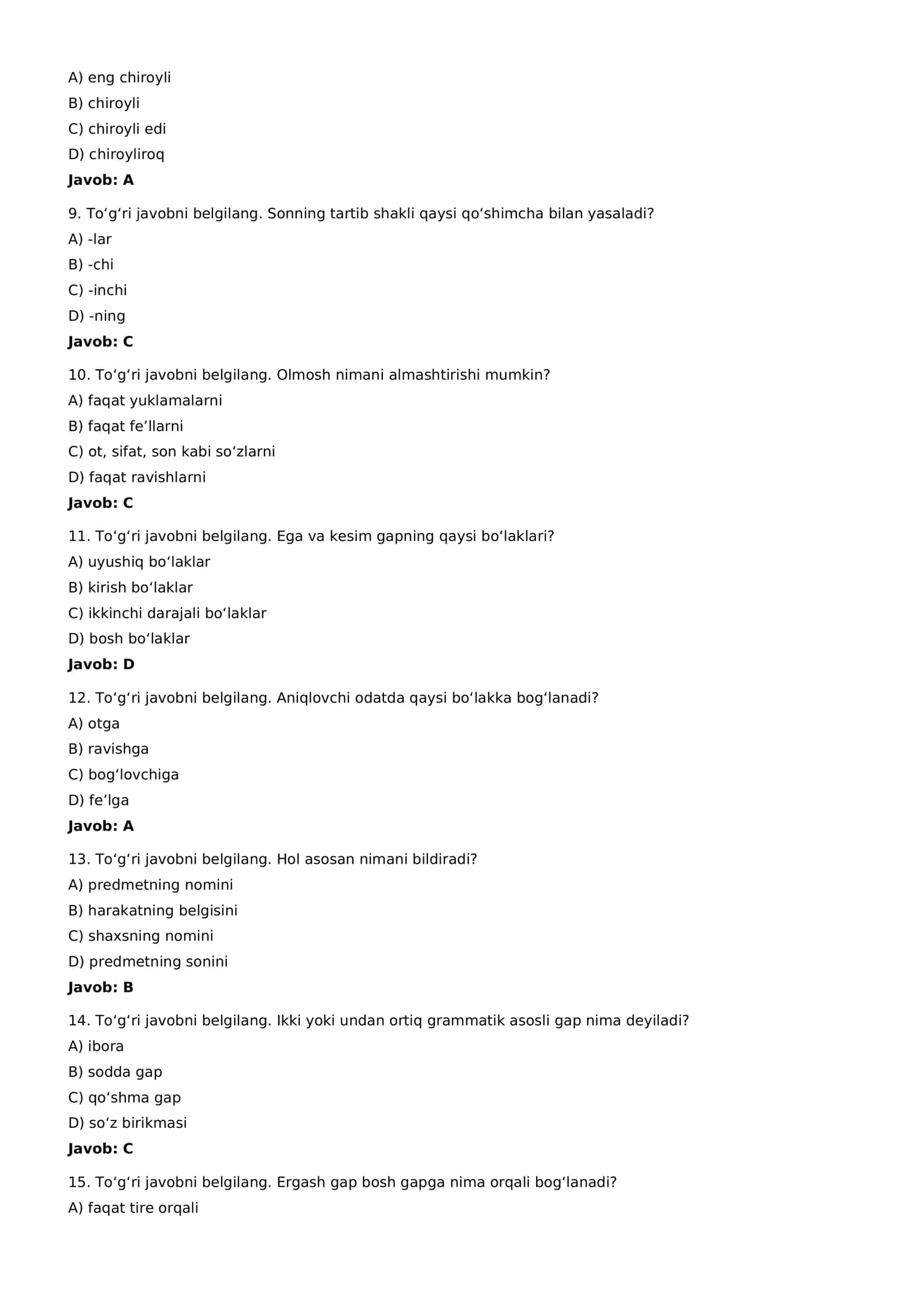 Ona tili va adabiyot — 10–11-sinf uchun 1000 ta test va javoblari 3